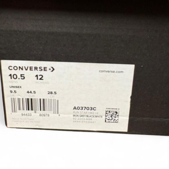 NIB Converse Run Star Hike Hi Iron Gray Platform Sz 10.5M/12W Chunky Gum Sole - Picture 12 of 13
